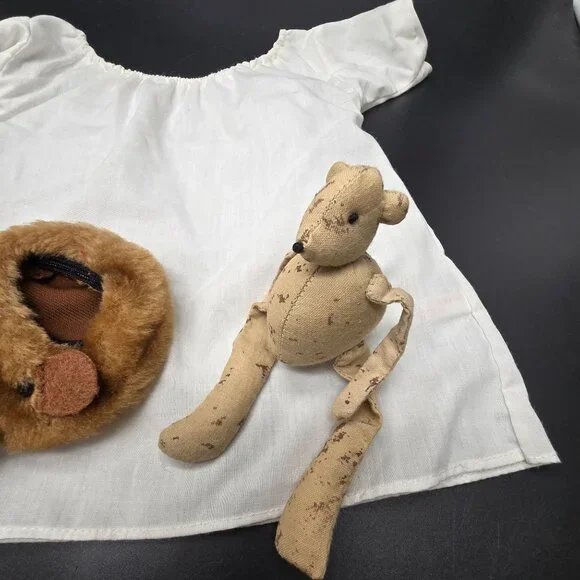 Vintage Pleasant Company Doll White Dress Teddy Bear Tender Heart Slippers CM98 - Picture 2 of 12